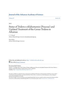 Status of Tridens X Oklahomensis (Poaceae) and Updated Treatment of the Genus Tridens in Arkansas C