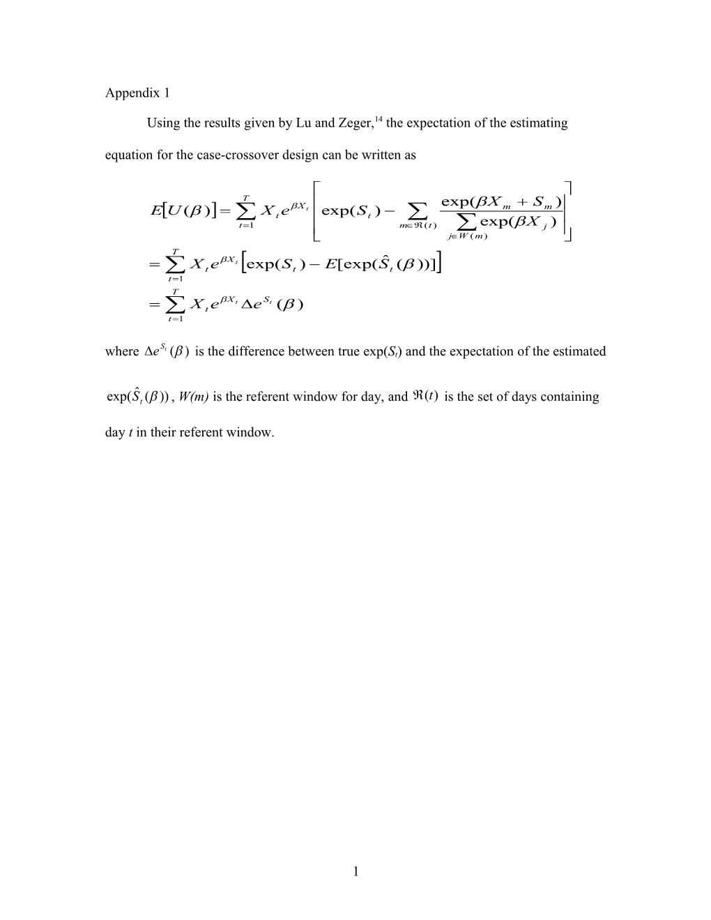 Using the Results Given by Lu and Zeger,14 the Expectation of the Estimating Equation For