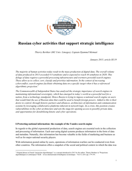 Russian Cyber Activities That Support Strategic Intelligence