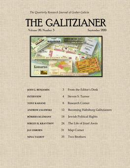THE GALITZIANER Volume 26, Number 3 September 2019