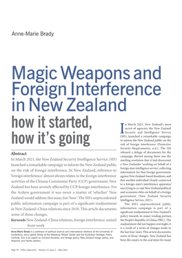 Magic Weapons and Foreign Interference in New Zealand