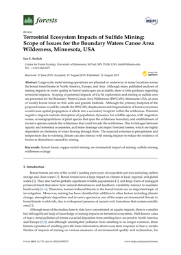 Terrestrial Ecosystem Impacts of Sulfide Mining: Scope of Issues For