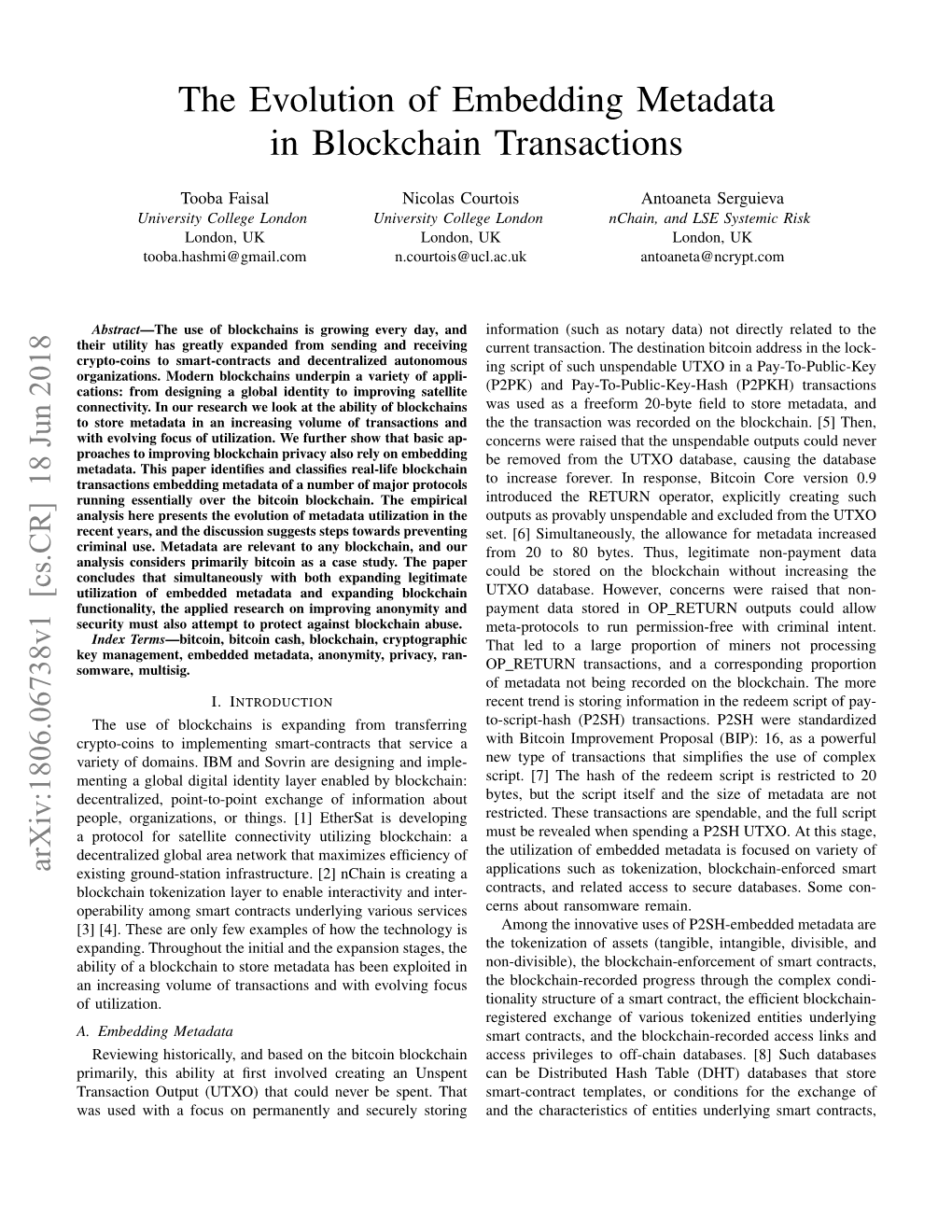 The Evolution of Embedding Metadata in Blockchain Transactions