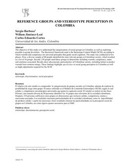 Reference Groups and Stereotype Perception in Colombia