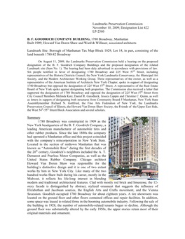 B. F. GOODRICH COMPANY BUILDING, 1780 Broadway, Manhattan Built 1909; Howard Van Doren Shaw and Ward & Willauer, Associated Architects