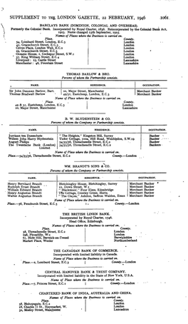 Supplement T.O The. London "Gazette, 22 February, 1946 1061