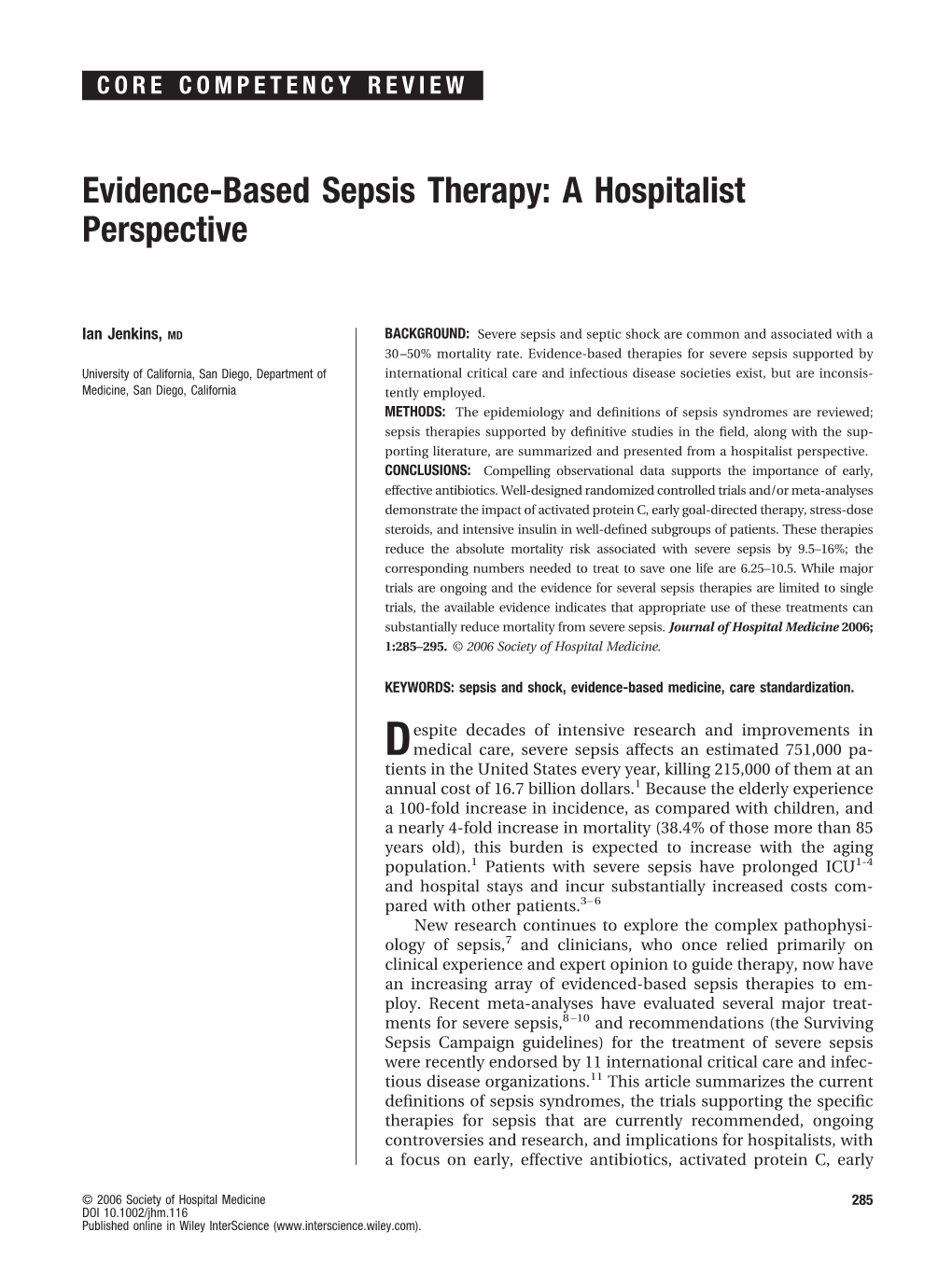 Evidence-Based Sepsis Therapy: a Hospitalist Perspective