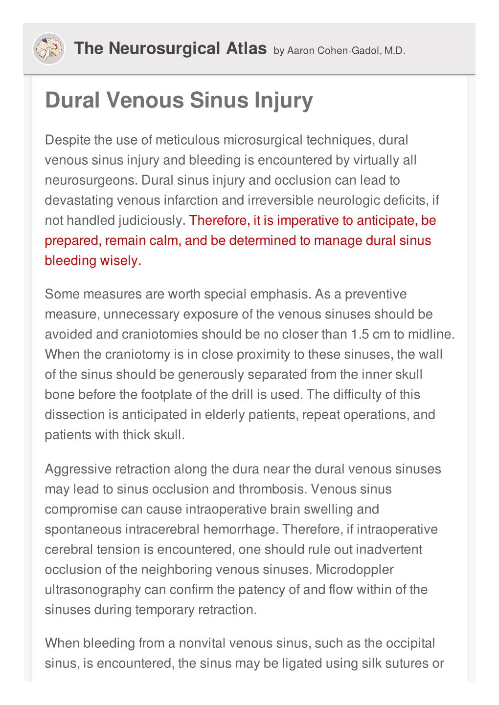 Dural Venous Sinus Injury