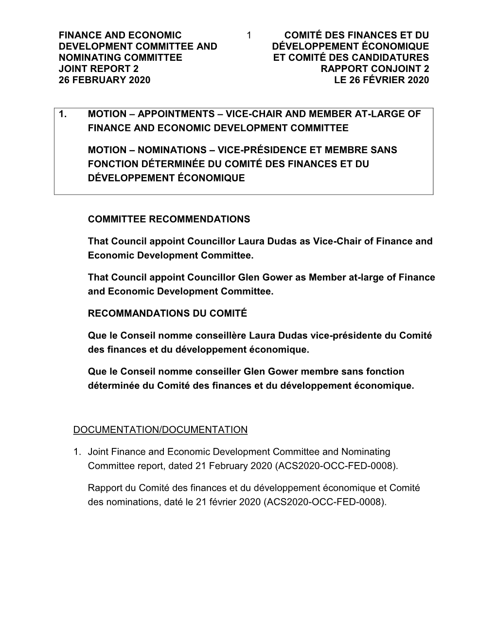 Finance and Economic Development Committee