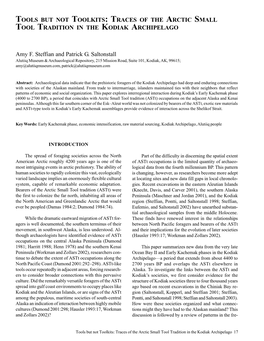 Tools but Not Toolkits: Traces of the Arctic Small Tool Tradition in the Kodiak Archipelago