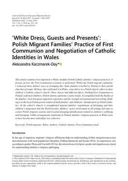 Polish Migrant Families' Practice of First Communion and Negotiation