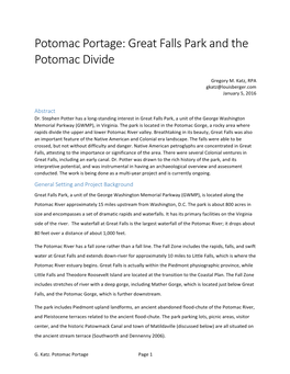 Potomac Portage: Great Falls Park and the Potomac