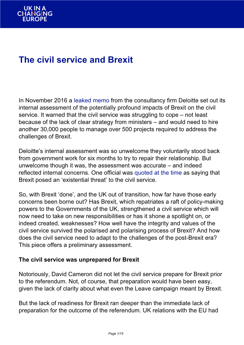Long Read: the Civil Service and Brexit