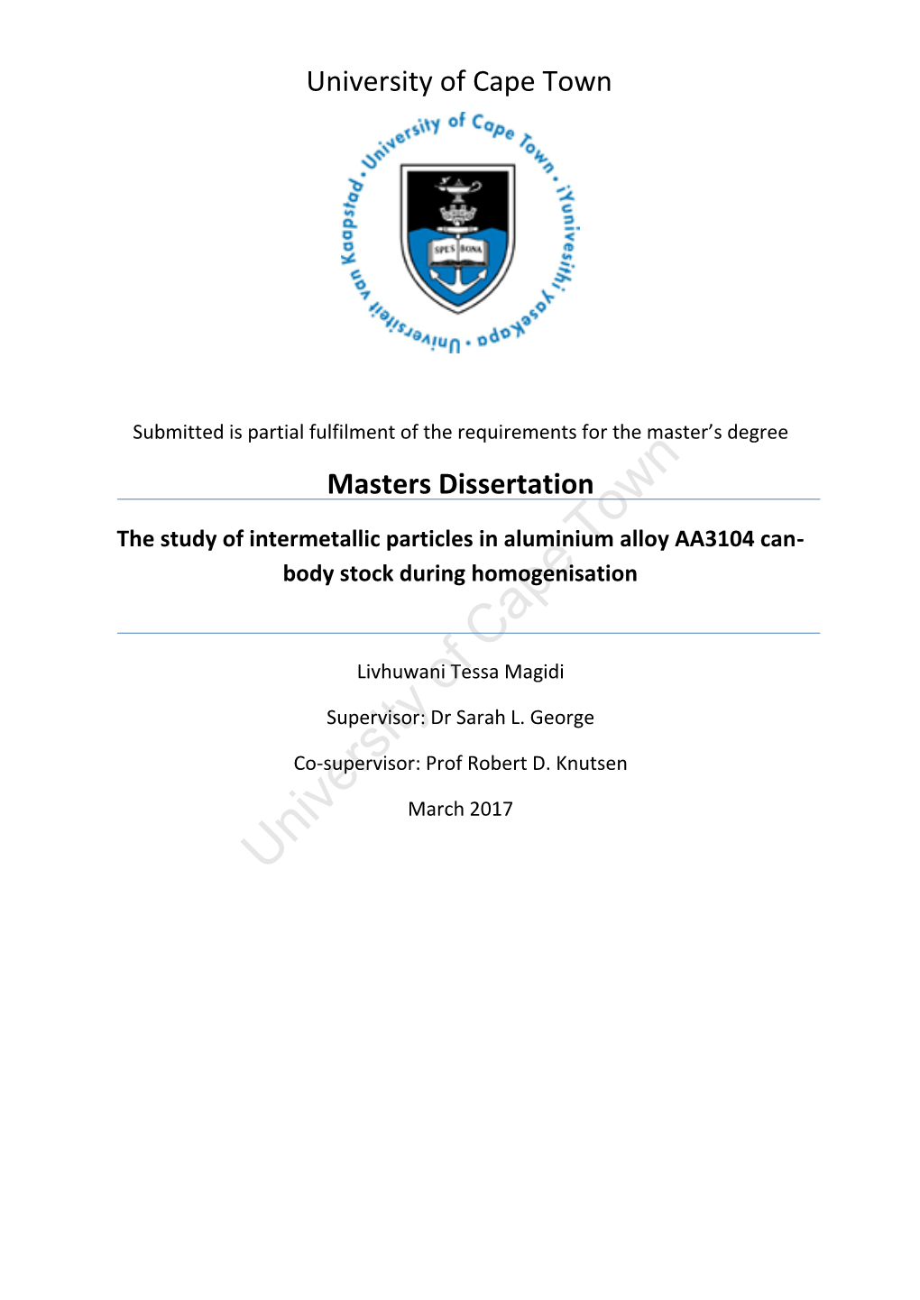 The Study of Intermetallic Particles in Aluminium Alloy AA3104 Can-Body Stock During Homogenisation