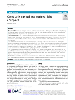 Cases with Parietal and Occipital Lobe Epilepsies Hermann Stefan