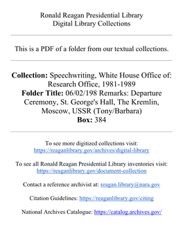 Collection: Speechwriting, White House Office Of: Research Office, 1981-1989 Folder Title: 06/02/198 Remarks: Departure Ceremony, St