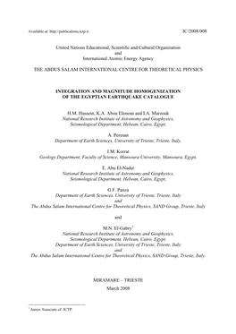 Integration and Magnitude Homogenization of the Egyptian Earthquake Catalogue