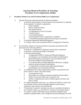 ABPN Psychiatry Core Competencies Outline