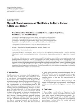 Myxoid Chondrosarcoma of Maxilla in a Pediatric Patient: a Rare Case Report