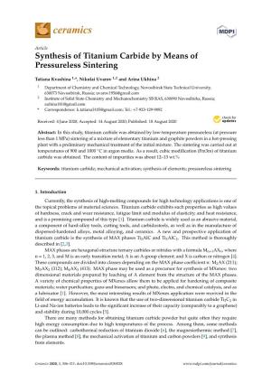 Synthesis of Titanium Carbide by Means of Pressureless Sintering