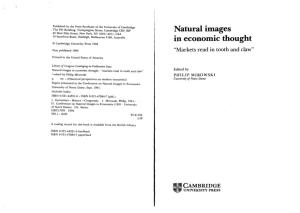 Natural Images in Economic Thought : "Markets Read in Tooth and Claw" Edited by I Edited by Philip Mirowski