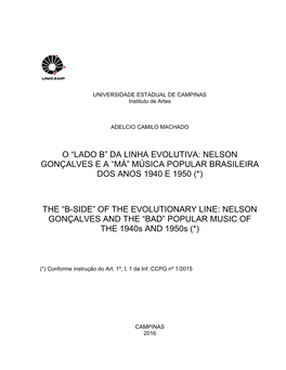 Música Popular Brasileira Dos Anos 1940 E 1950 (*) the “B