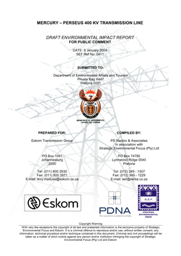 Mercury – Perseus 400 Kv Transmission Line Draft