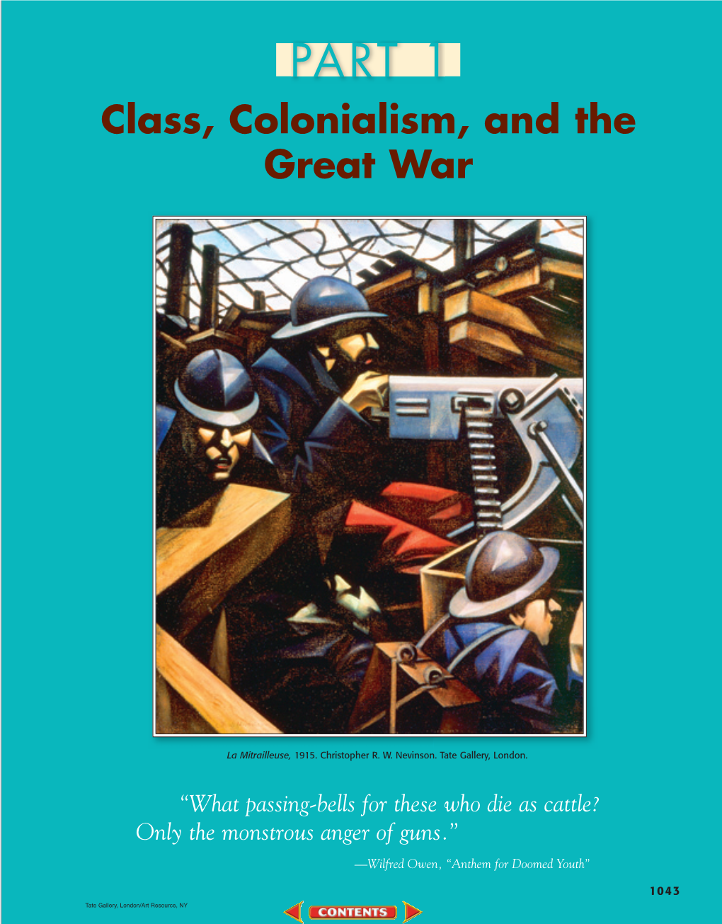 PART 1 Class, Colonialism, and the Great War