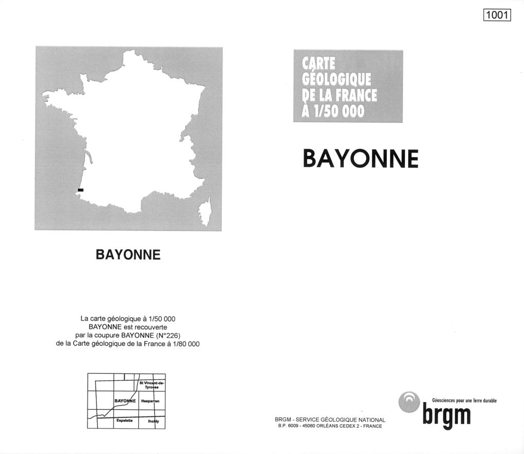 Notice Explicative De La Feuille Bayonne À 1/50 000