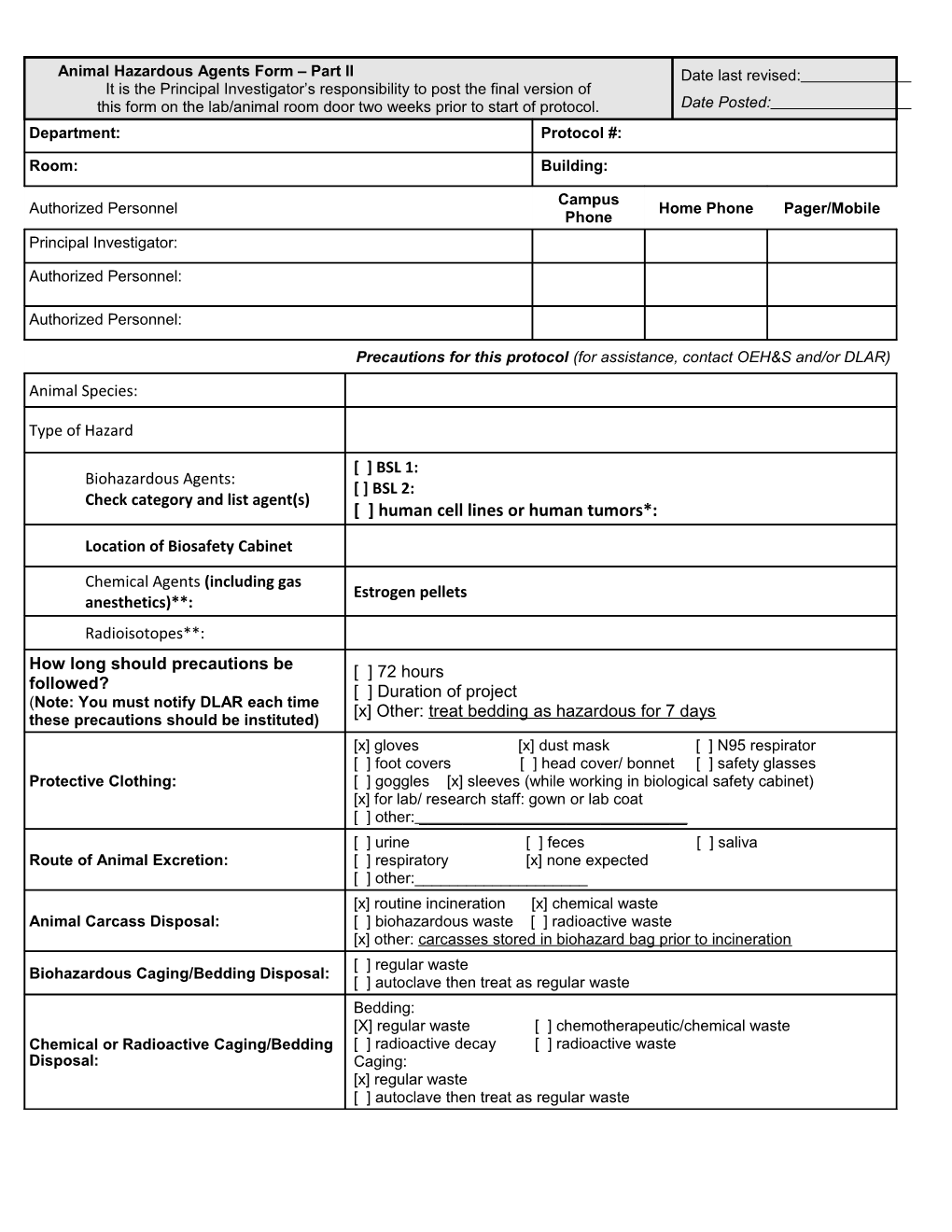 Precautions for This Protocol (For Assistance, Contact OEH&S And/Or DLAR)