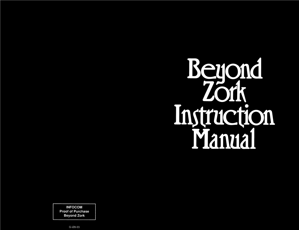 INFOCOM Proof of Purchase Beyond Zork