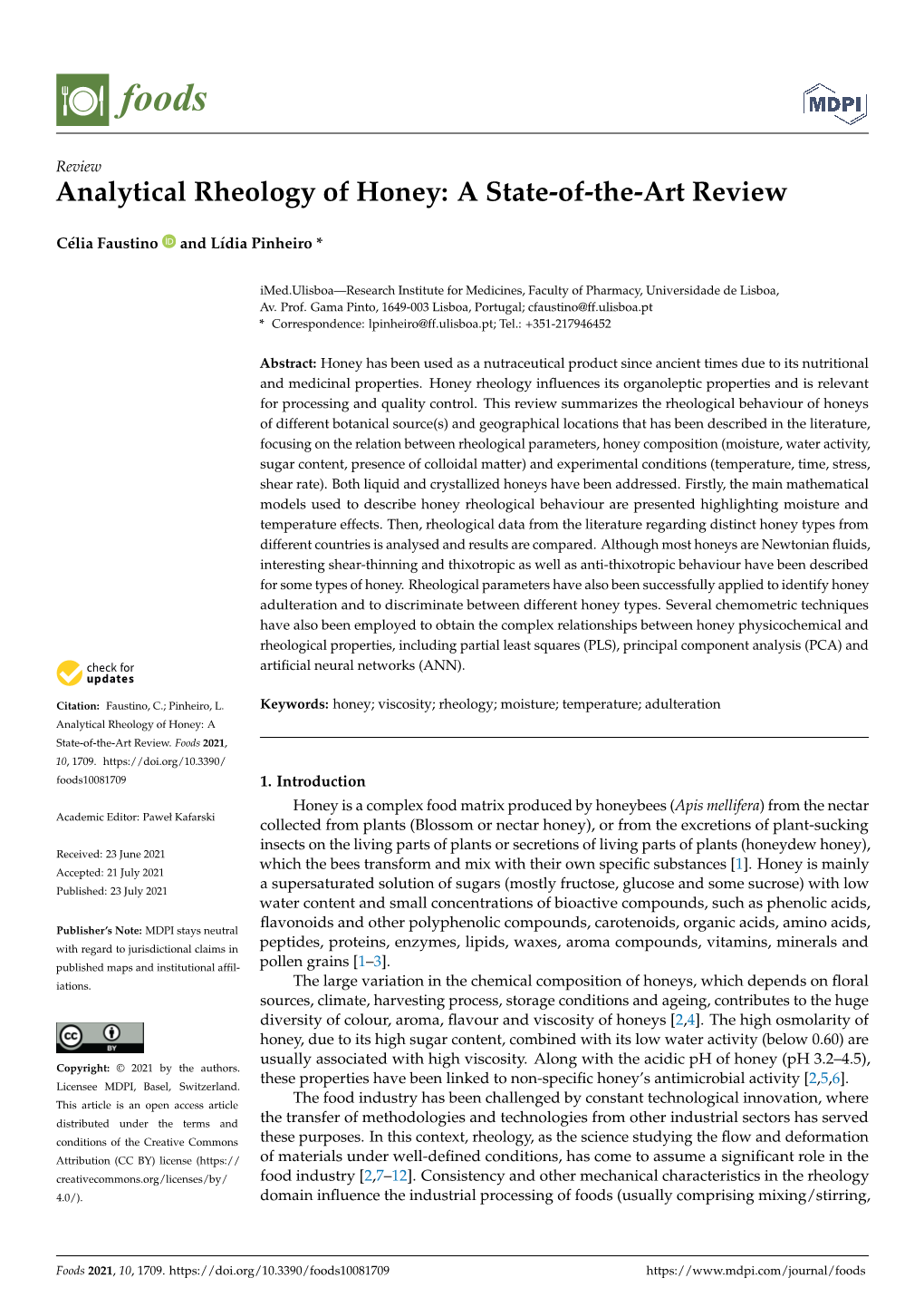 Analytical Rheology of Honey: a State-Of-The-Art Review