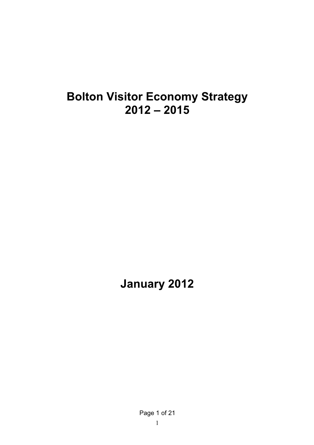 Tourism Strategy Workshop Notes