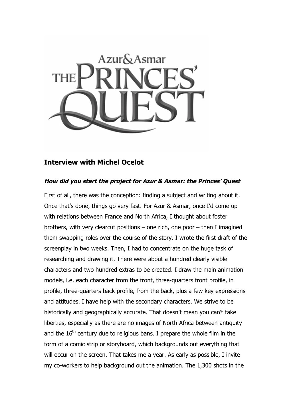 Interview with Michel Ocelot