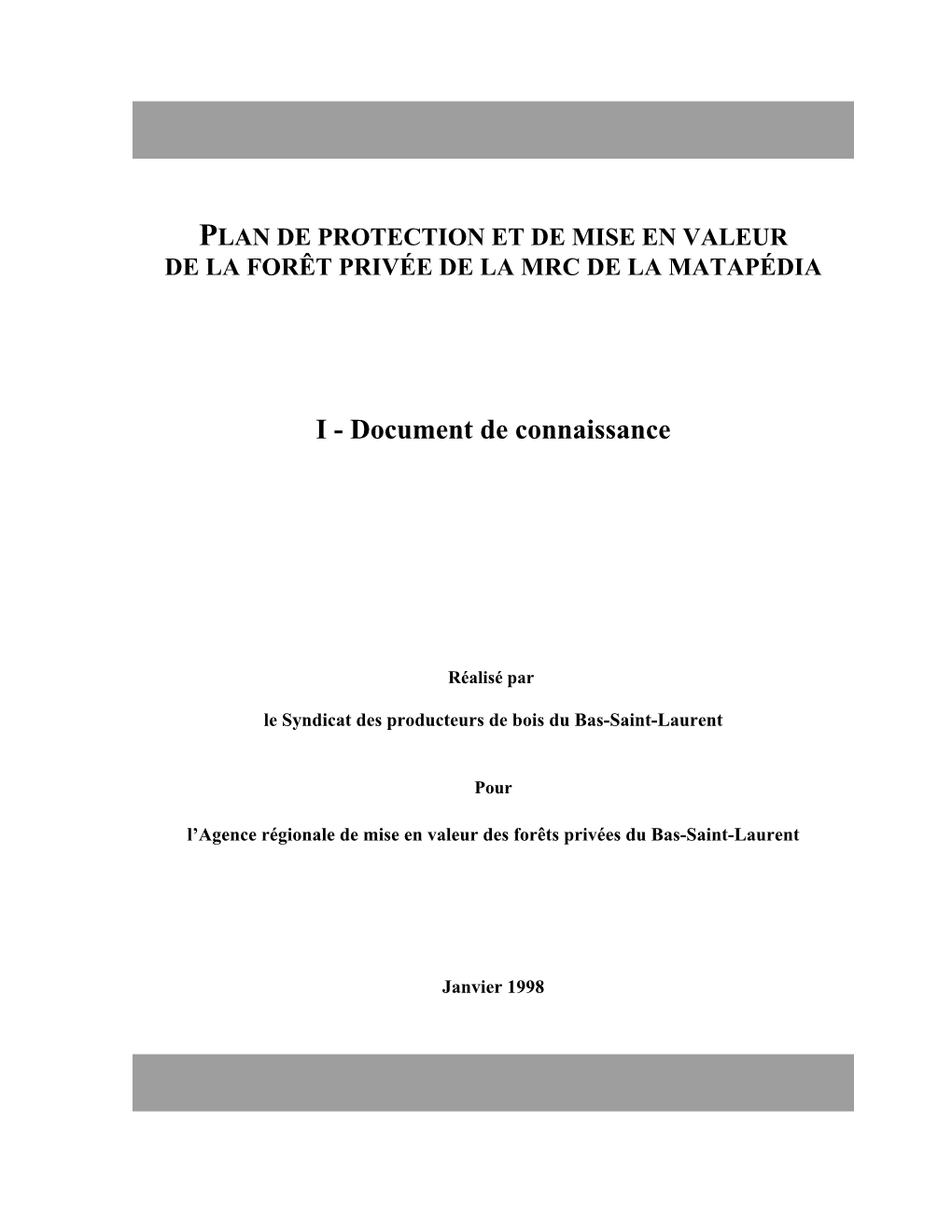 Plan De Protection Et De Mise En Valeur De La Forêt Privée De La Mrc De La Matapédia