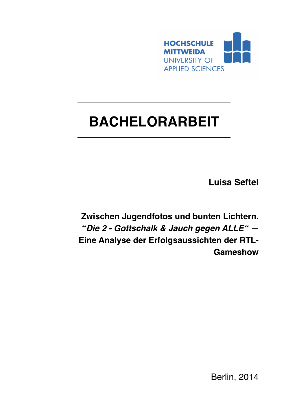 Bachelorarbeit DECKBLATT A4