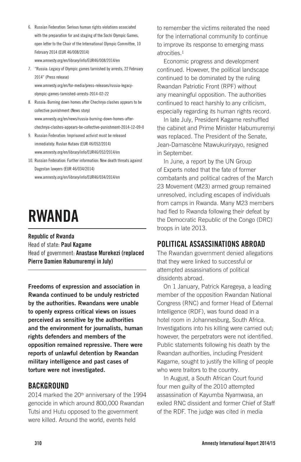 Amnesty International Report 2014/15 the State of the World's Human Rights
