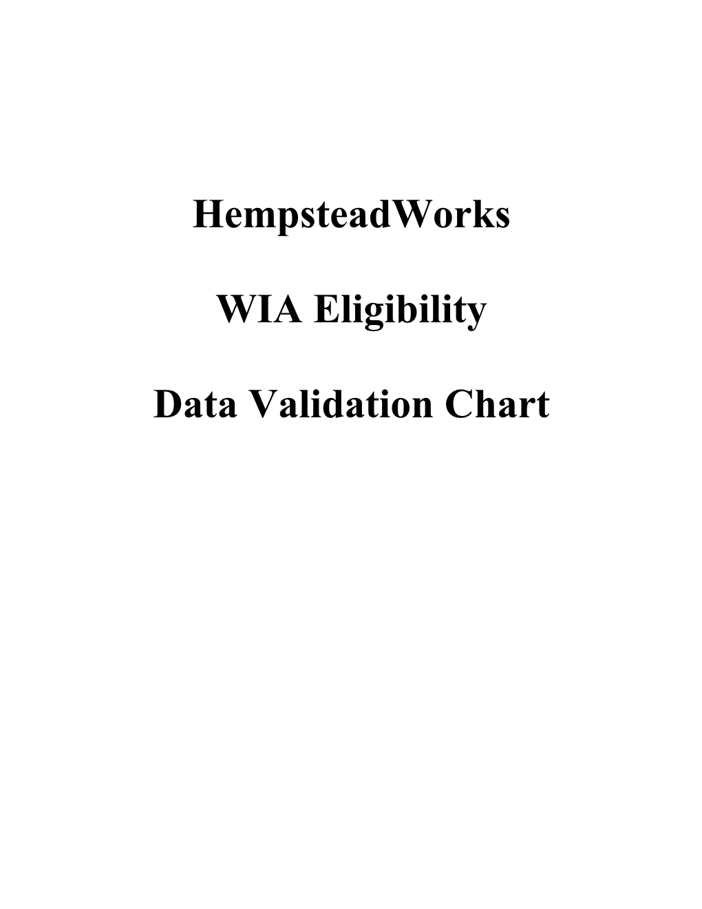 Data Validation Chart