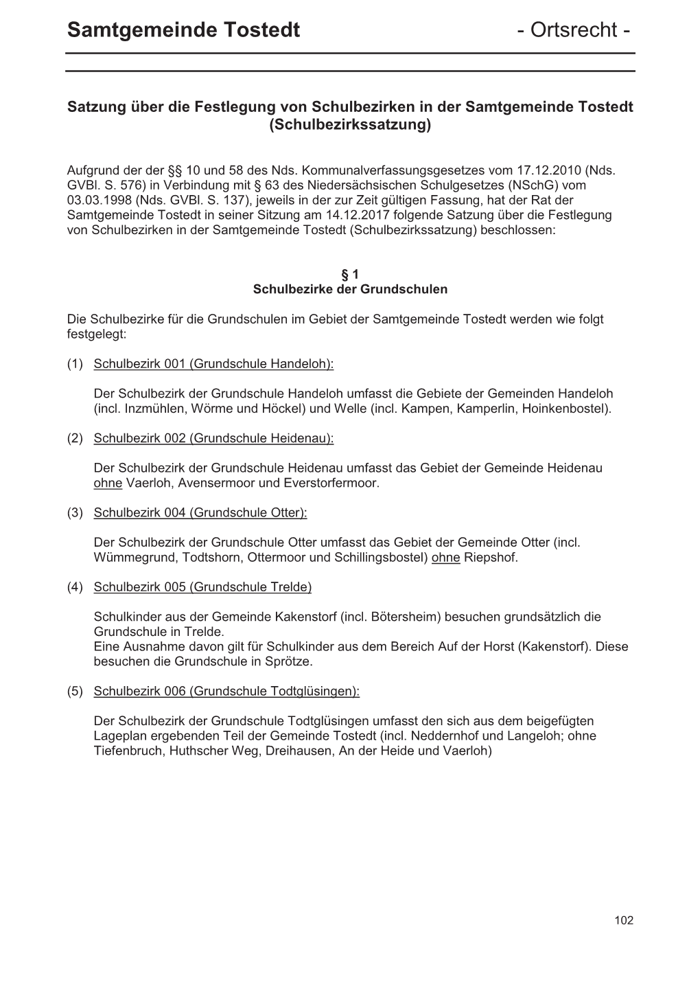 Samtgemeinde Tostedt - Ortsrecht