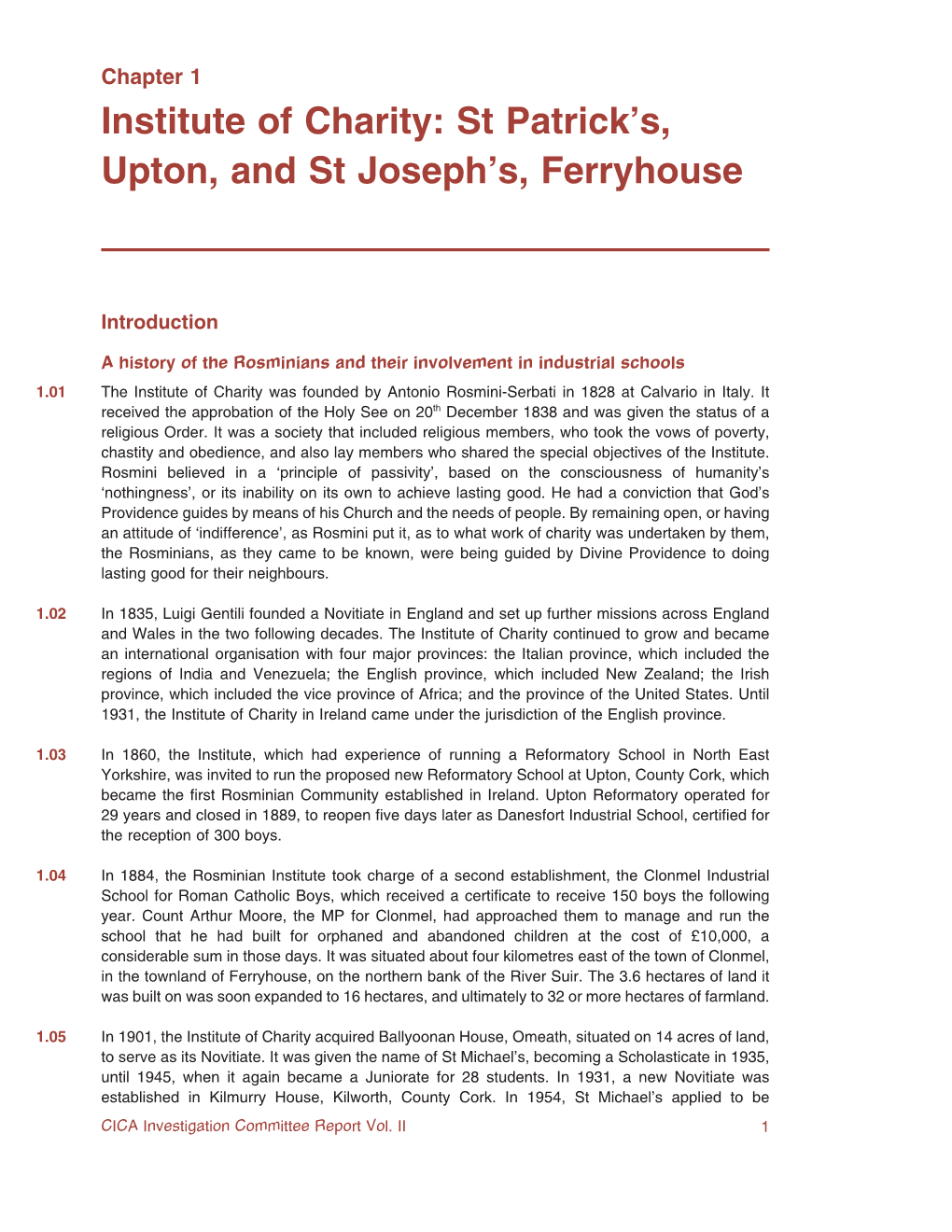 Institute of Charity: St Patrick's, Upton, and St Joseph's, Ferryhouse