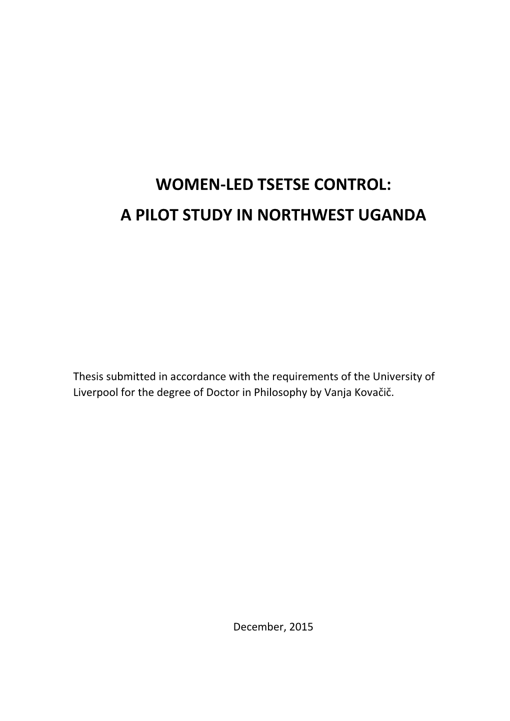 A Pilot Study in Northwest Uganda