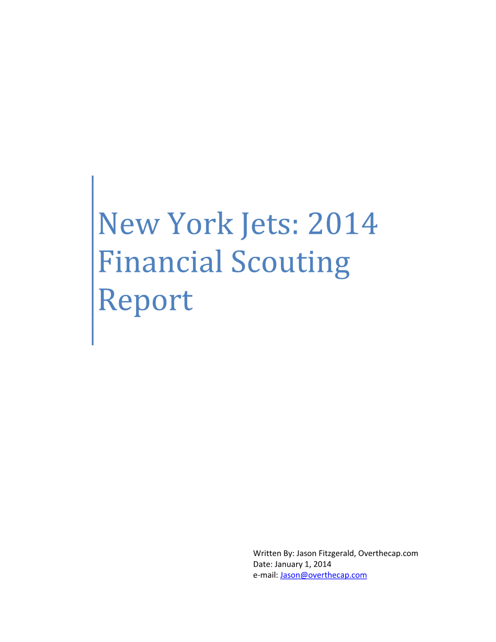 New York Jets: 2014 Financial Scouting Report