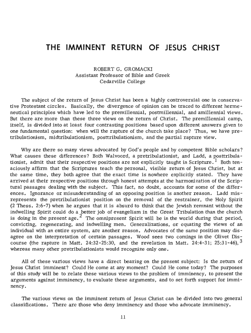 The Imminent Return of Jesus Christ