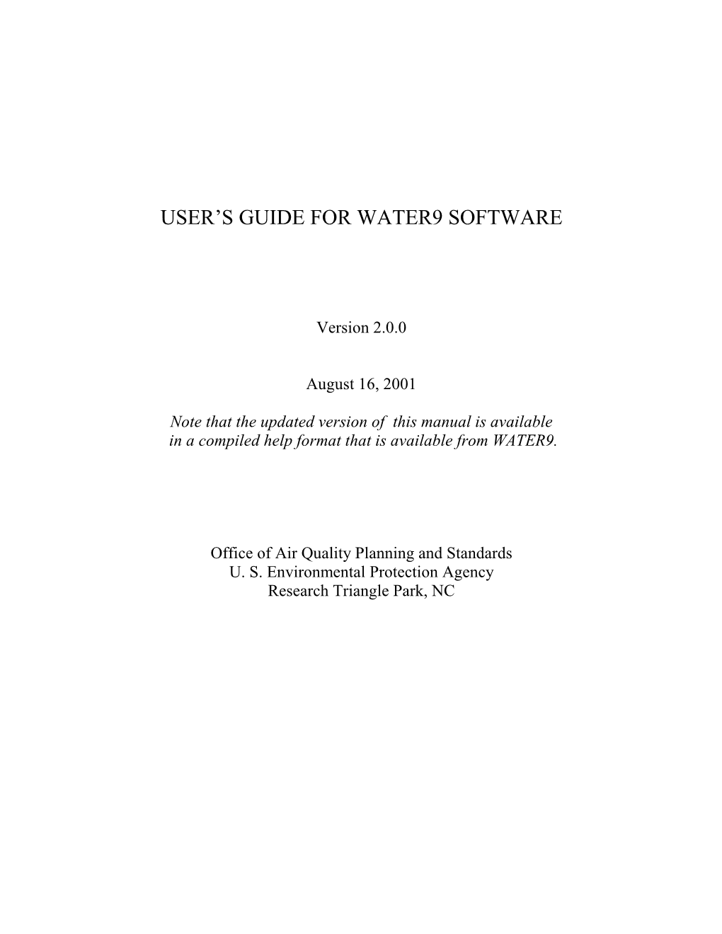 User's Guide for Water9 Software