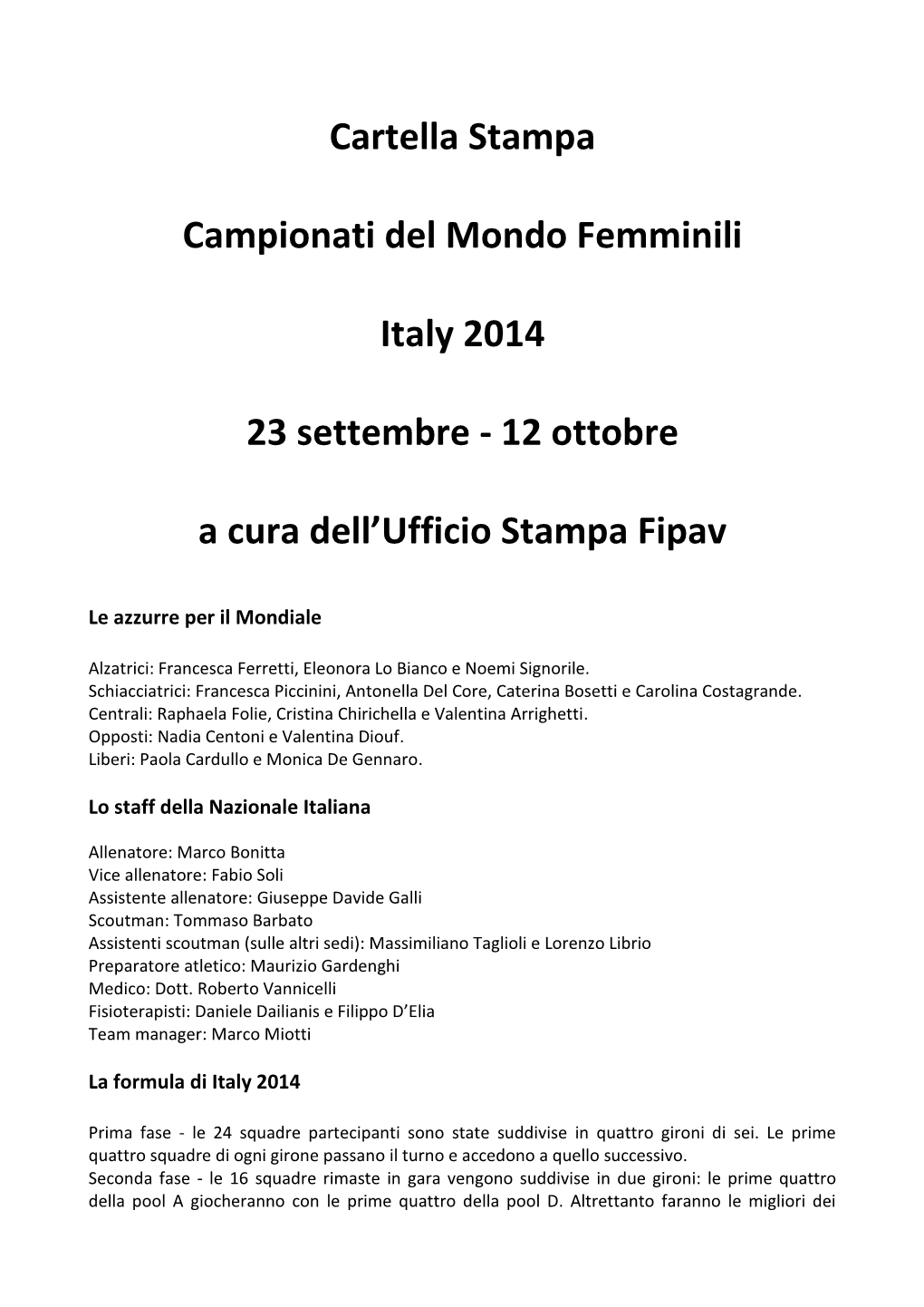 Campionati Del Mondo Nazionale Femminile