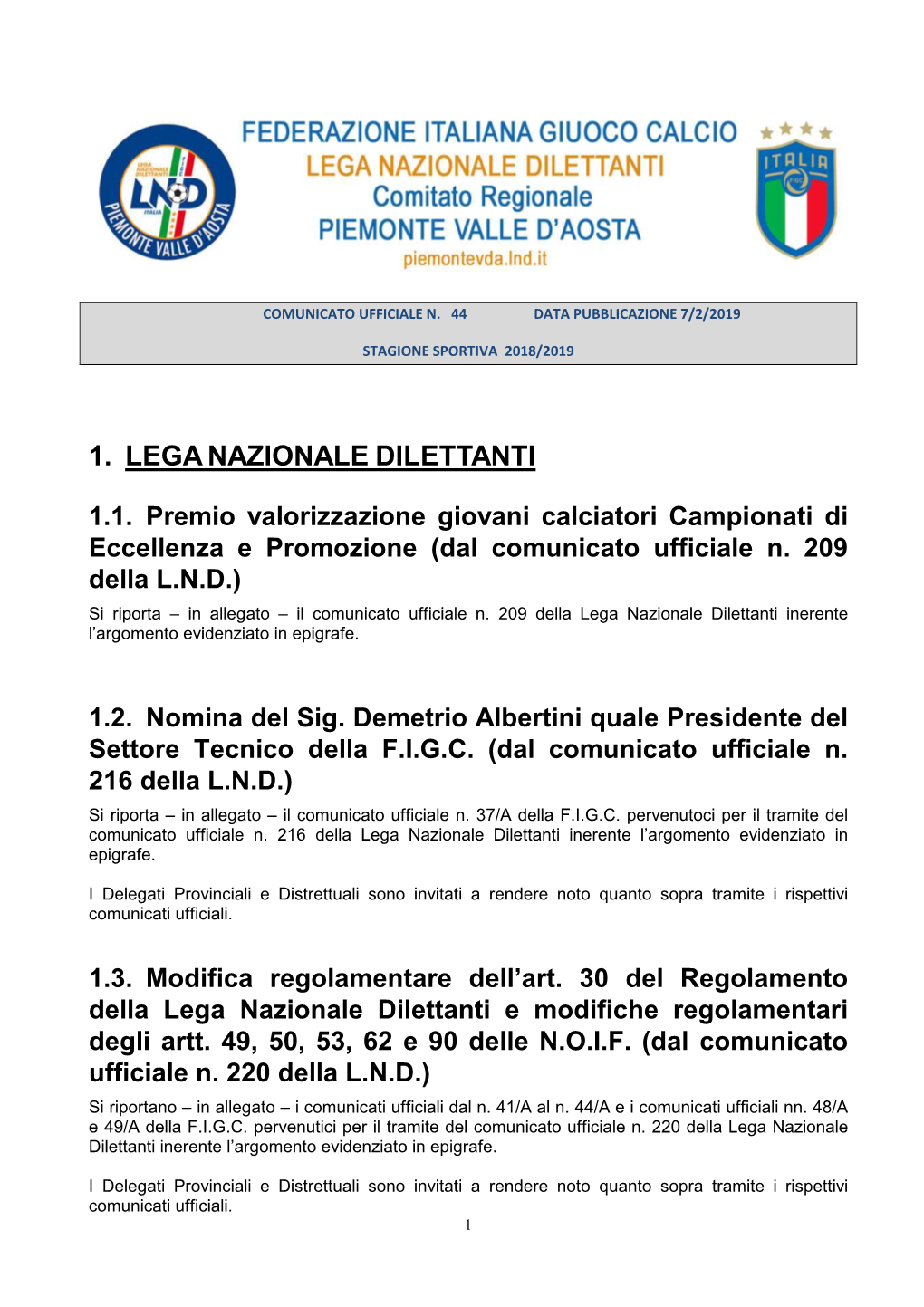 1. Leganazionale Dilettanti