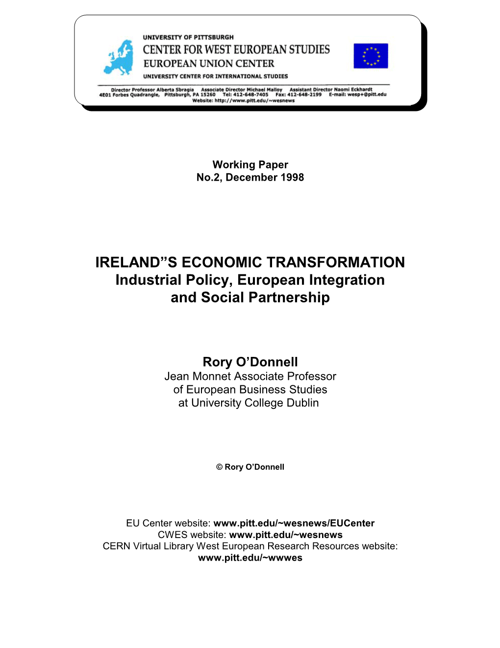 Ireland™S Economic Transformation