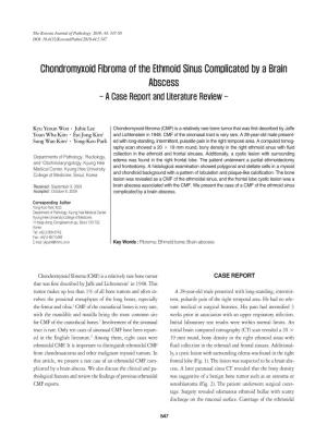 Chondromyxoid Fibroma of the Ethmoid Sinus Complicated by a Brain Abscess - a Case Report and Literature Review