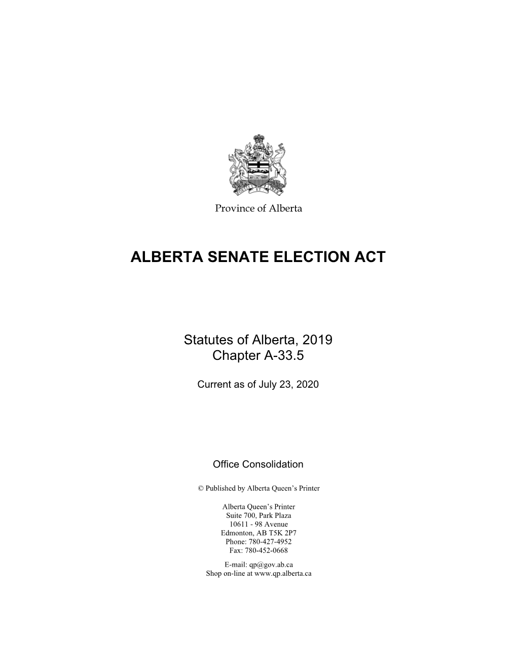 Alberta Senate Election Act