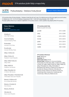 374 Autobus Jízdní Řády a Mapa Cesty Linky